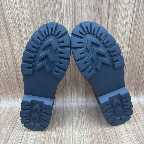 Toms Women's Alpargata Combat Tartan Patchwork Leopard Casual Red Size 8 - Picture 7 of 8